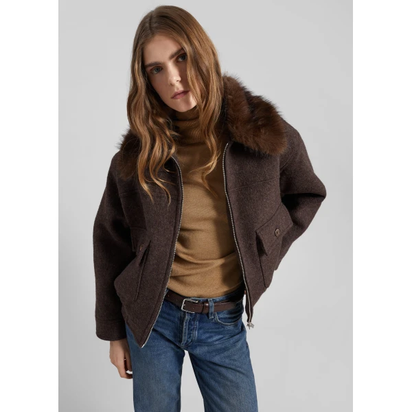 The Frankie Shop Elmont Brushed Wool Quilted Jacket - Brown - Oversized Minimalist Jackets in Brown - Shop at Luxury Shoes 
