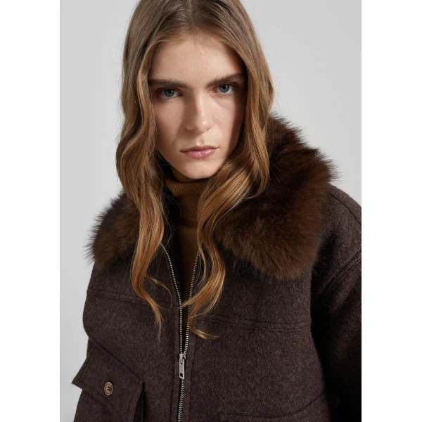 The Frankie Shop Elmont Brushed Wool Quilted Jacket - Brown - Oversized Minimalist Jackets in Brown - Shop at Luxury Shoes 