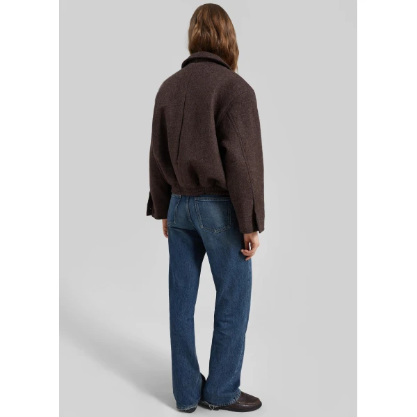 The Frankie Shop Elmont Brushed Wool Quilted Jacket - Brown - Oversized Minimalist Jackets in Brown - Shop at Luxury Shoes 
