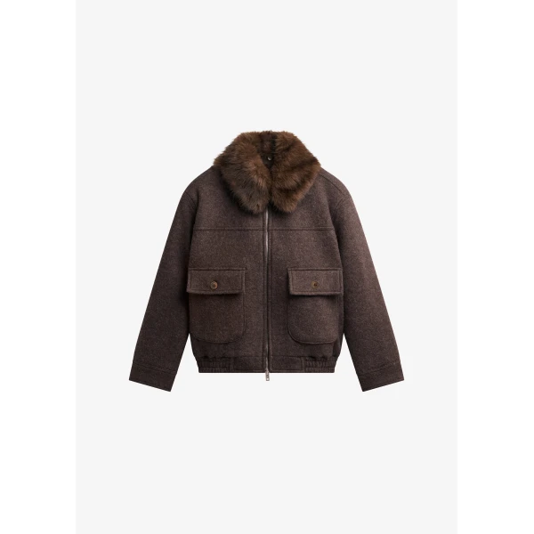 The Frankie Shop Elmont Brushed Wool Quilted Jacket - Brown - Oversized Minimalist Jackets in Brown - Shop at Luxury Shoes 