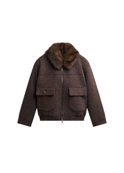 The Frankie Shop Elmont Brushed Wool Quilted Jacket - Brown - Oversized Minimalist Jackets in Brown - Shop at Luxury Shoes 