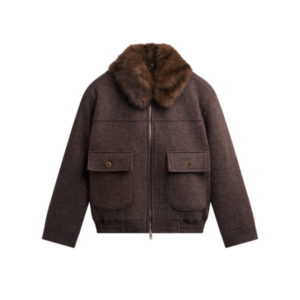 The Frankie Shop Elmont Brushed Wool Quilted Jacket – Brown
