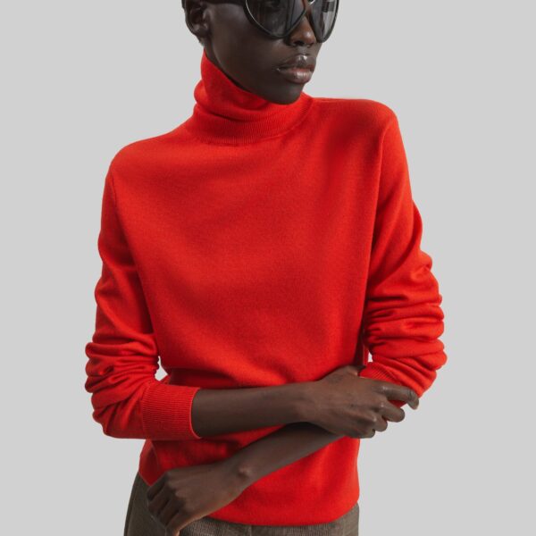 The Frankie Shop Eve Thin Turtleneck Sweater – Red, view 4