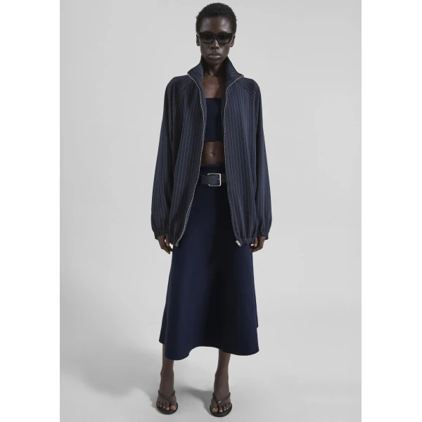 The Frankie Shop July Knit Midi Skirt - Navy - Oversized Minimalist Skirts in Blue - Shop at Luxury Shoes 