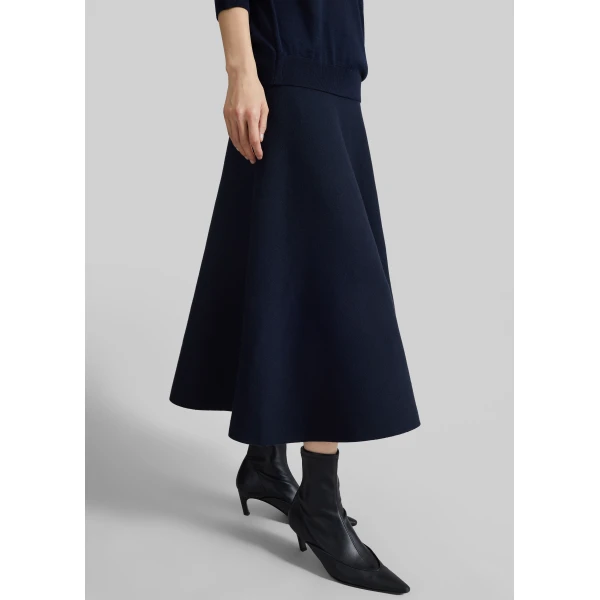 The Frankie Shop July Knit Midi Skirt - Navy - Oversized Minimalist Skirts in Blue - Shop at Luxury Shoes 