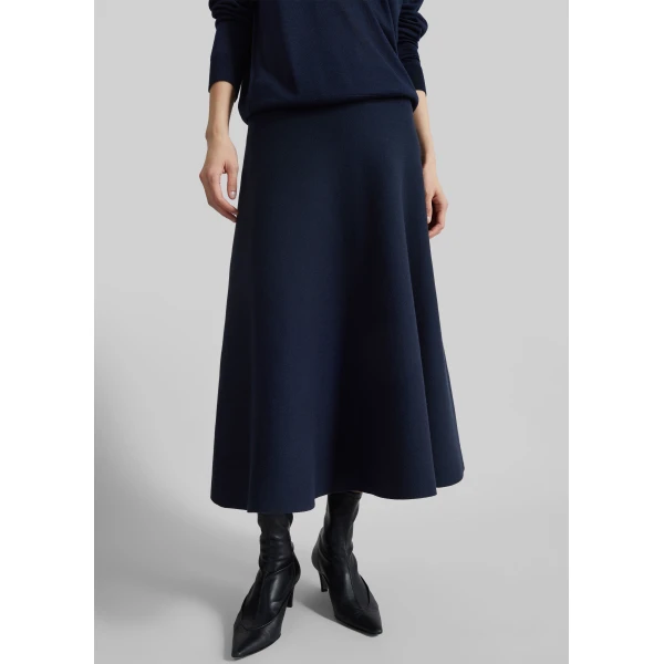 The Frankie Shop July Knit Midi Skirt - Navy - Oversized Minimalist Skirts in Blue - Shop at Luxury Shoes 