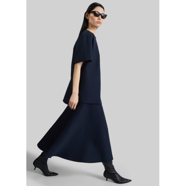 The Frankie Shop July Knit Midi Skirt - Navy - Oversized Minimalist Skirts in Blue - Shop at Luxury Shoes 