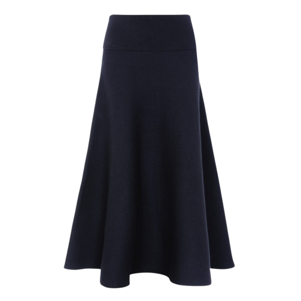 The Frankie Shop July Knit Midi Skirt - Navy - Oversized Minimalist Skirts in Blue - Shop at Luxury Shoes 