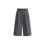 The Frankie Shop Kalvo Belted Bermuda Shorts - Dark Grey - Oversized Minimalist Shorts in Grey - Shop at Luxury Shoes 