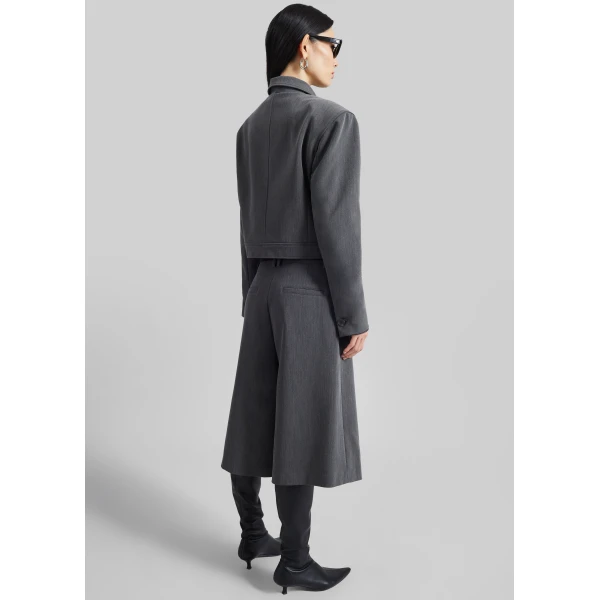 The Frankie Shop Kalvo Boxy Jacket - Dark Grey - Oversized Minimalist Jackets in Grey - Shop at Luxury Shoes 