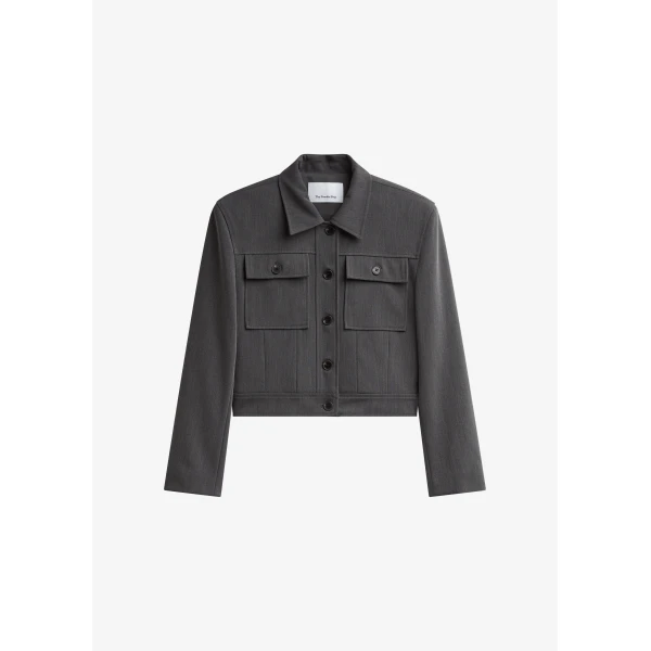 The Frankie Shop Kalvo Boxy Jacket - Dark Grey - Oversized Minimalist Jackets in Grey - Shop at Luxury Shoes 