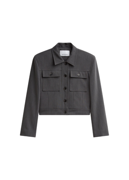 The Frankie Shop Kalvo Boxy Jacket - Dark Grey - Oversized Minimalist Jackets in Grey - Shop at Luxury Shoes 