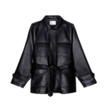 The Frankie Shop Kelia Faux Leather Padded Utility Jacket - Black - Oversized Minimalist Jackets in Black - Shop at Luxury Shoes 