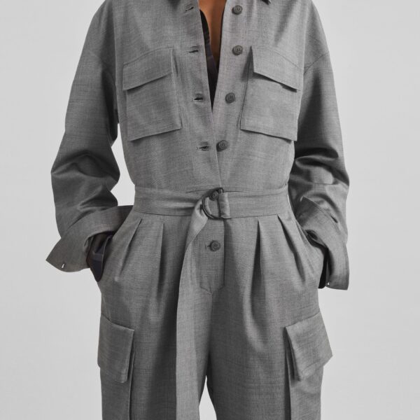 The Frankie Shop Linda Jumpsuit – Grey Melange, view 3