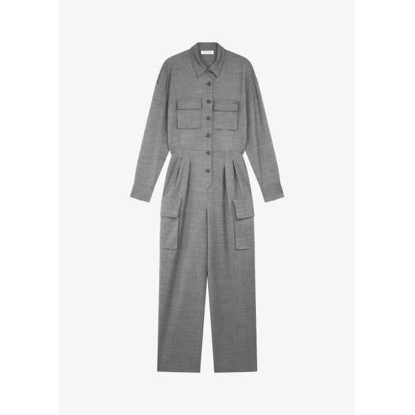 The Frankie Shop Linda Jumpsuit - Grey Melange - Oversized Minimalist Jumpsuit in Grey - Shop at Luxury Shoes 