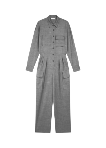 The Frankie Shop Linda Jumpsuit - Grey Melange - Oversized Minimalist Jumpsuit in Grey - Shop at Luxury Shoes 