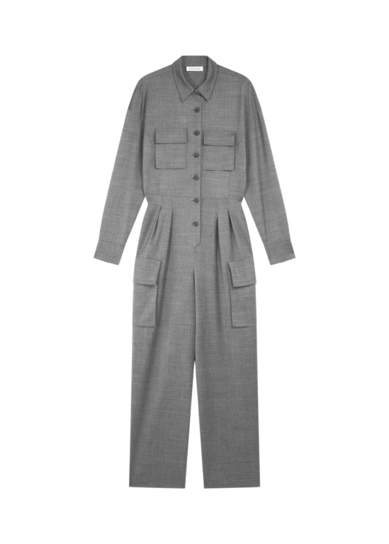 The Frankie Shop Linda Jumpsuit - Grey Melange - Oversized Minimalist Jumpsuit in Grey - Shop at Luxury Shoes 