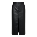 The Frankie Shop Maybelle Faux Leather Front Slit Pencil Skirt - Black - Oversized Minimalist Skirts in Black - Shop at Luxury Shoes 