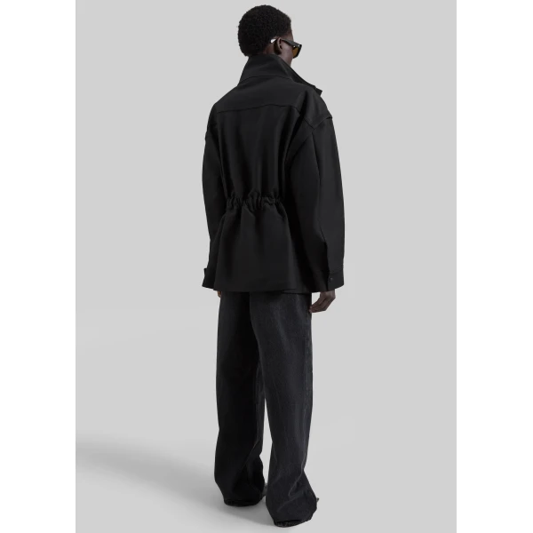 The Frankie Shop Melton Detachable Sleeve Cargo Jacket - Black - Oversized Minimalist Jackets in Black - Shop at Luxury Shoes 