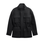 The Frankie Shop Melton Detachable Sleeve Cargo Jacket - Black - Oversized Minimalist Jackets in Black - Shop at Luxury Shoes 