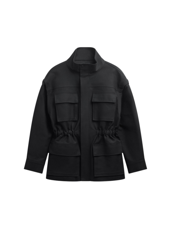 The Frankie Shop Melton Detachable Sleeve Cargo Jacket - Black - Oversized Minimalist Jackets in Black - Shop at Luxury Shoes 