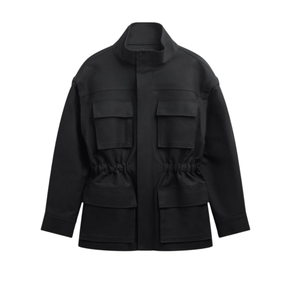 The Frankie Shop Melton Detachable Sleeve Cargo Jacket – Black