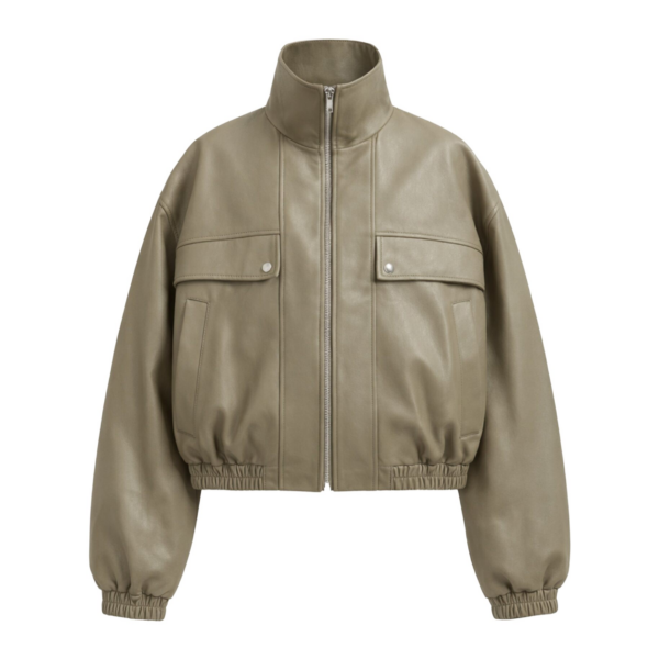 The Frankie Shop Nolita Faux Leather Bomber Jacket – Sage