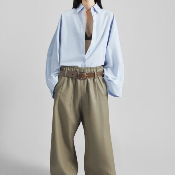 The Frankie Shop Oakdale Faux Leather Track Pants – Sage, view 2