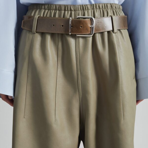 The Frankie Shop Oakdale Faux Leather Track Pants – Sage, view 3