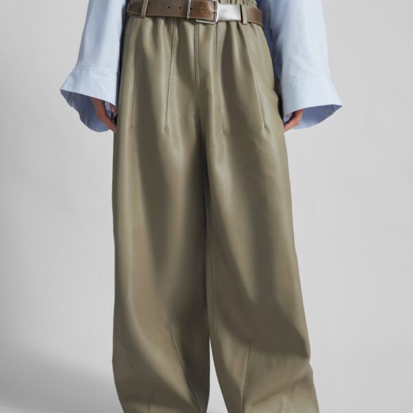 The Frankie Shop Oakdale Faux Leather Track Pants – Sage, view 4