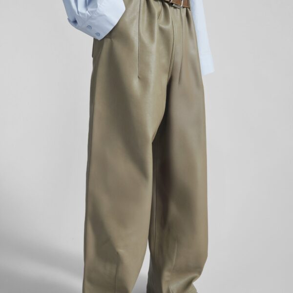 The Frankie Shop Oakdale Faux Leather Track Pants – Sage, view 6