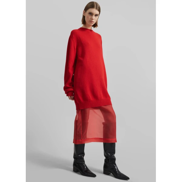 The Frankie Shop Peri Sheer Midi Skirt - Red - Oversized Minimalist Skirts in Red - Shop at Luxury Shoes 