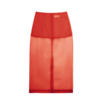 The Frankie Shop Peri Sheer Midi Skirt - Red - Oversized Minimalist Skirts in Red - Shop at Luxury Shoes 