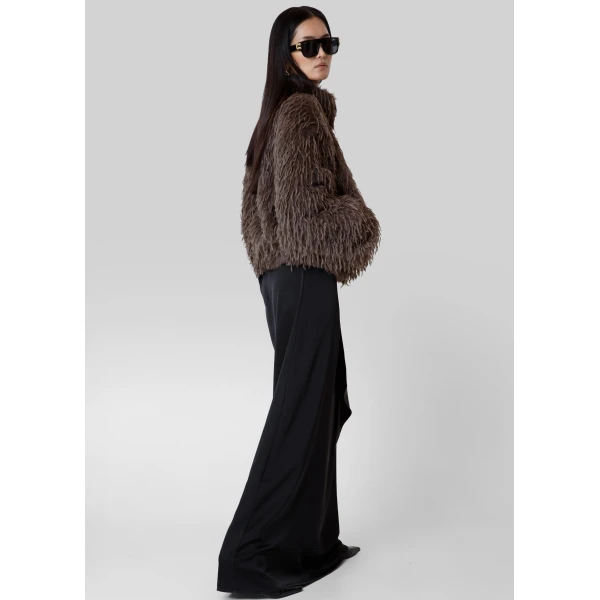 The Frankie Shop Rivee Faux Fur Pullover - Brown - Oversized Minimalist Tops in Brown - Shop at Luxury Shoes 
