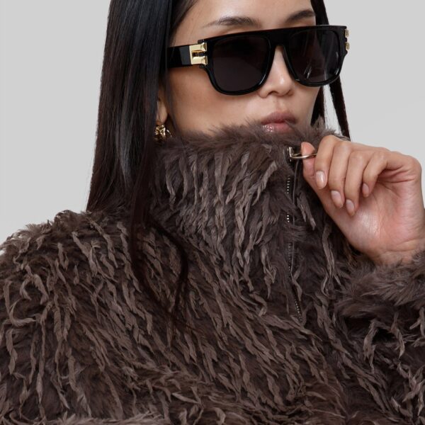 The Frankie Shop Rivee Faux Fur Pullover – Brown Top, view 4