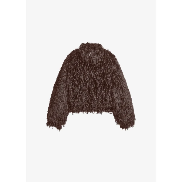 The Frankie Shop Rivee Faux Fur Pullover - Brown - Oversized Minimalist Tops in Brown - Shop at Luxury Shoes 