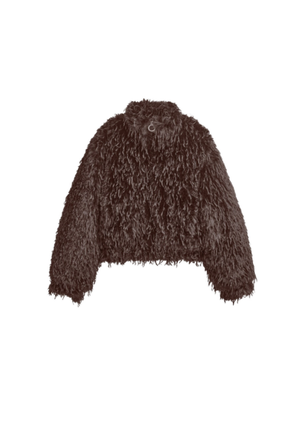 The Frankie Shop Rivee Faux Fur Pullover - Brown - Oversized Minimalist Tops in Brown - Shop at Luxury Shoes 