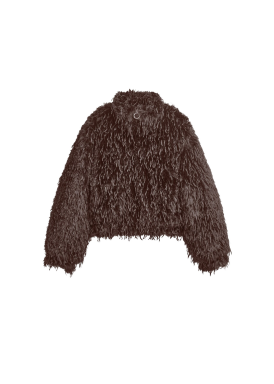 The Frankie Shop Rivee Faux Fur Pullover - Brown - Oversized Minimalist Tops in Brown - Shop at Luxury Shoes 