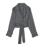 The Frankie Shop Simona Short Trench - Grey Melange - Oversized Minimalist Coats in Grey - Shop at Luxury Shoes 