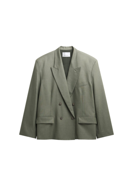The Frankie Shop Valter Oversized Blazer - Pale Olive - Oversized Minimalist Jackets in Green - Shop at Luxury Shoes 