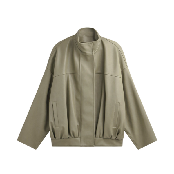 The Frankie Shop Veren Faux Leather Bomber Jacket – Sage