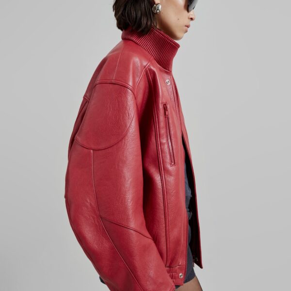 The Frankie Shop Zion Bomber Jacket – Red, view 3