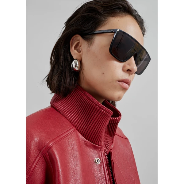 The Frankie Shop Zion Bomber Jacket - Red - Oversized Minimalist Jackets in Red - Shop at Luxury Shoes 