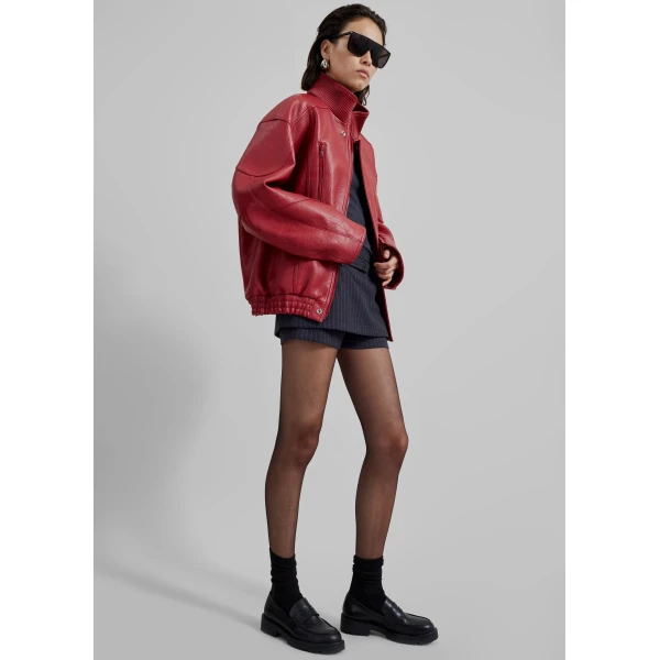 The Frankie Shop Zion Bomber Jacket - Red - Oversized Minimalist Jackets in Red - Shop at Luxury Shoes 
