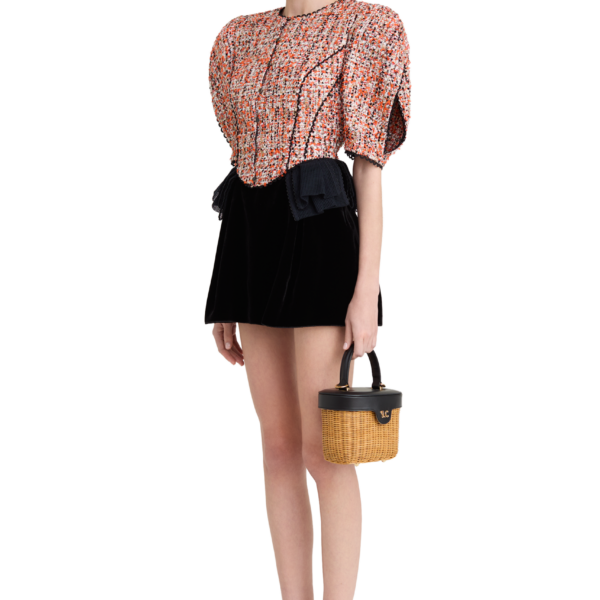 Ulyana Sergeenko A-line skort in soft velvet Skirt, view 3