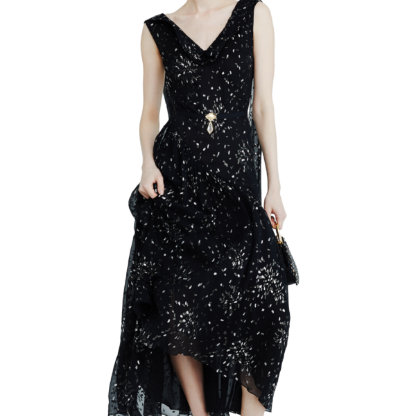 Ulyana Sergeenko Chiffon midi dress with sparkling lurex, view 2