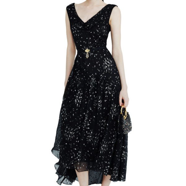 Ulyana Sergeenko Chiffon midi dress with sparkling lurex, view 3