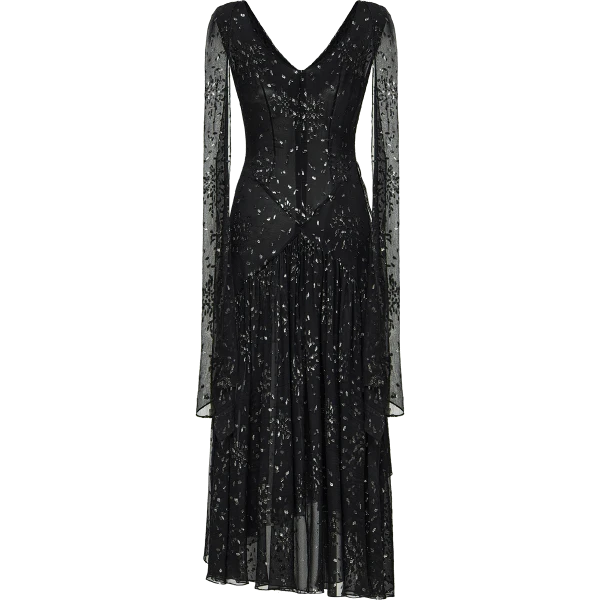 Ulyana Sergeenko Chiffon midi dress with sparkling lurex - Ulyana Sergeenko Corset Dress - Russian Couture - Shop at Luxury Shoes 