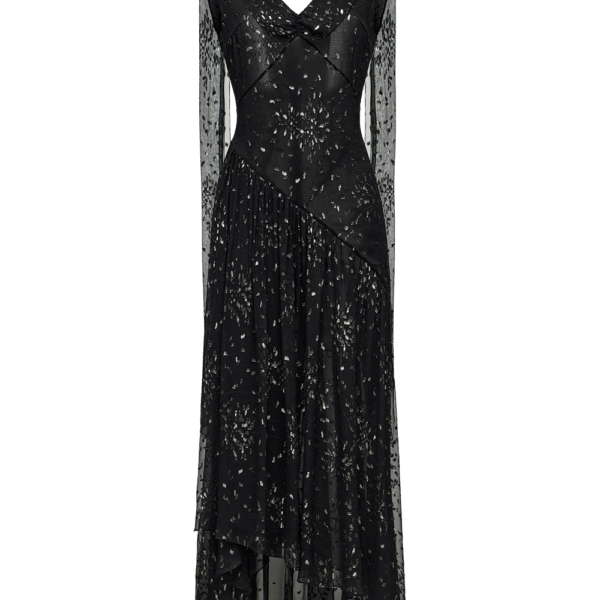 Ulyana Sergeenko Chiffon midi dress with sparkling lurex