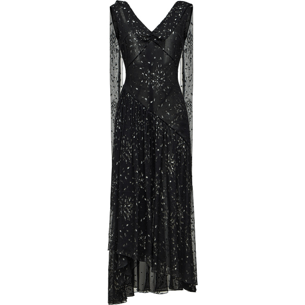 Ulyana Sergeenko Chiffon midi dress with sparkling lurex - Ulyana Sergeenko Corset Dress - Russian Couture - Shop at Luxury Shoes 